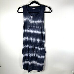 Sundry Evereve Women 3/large Dress Blue White Tie Dye Knit Tank Tie Waist Pocket